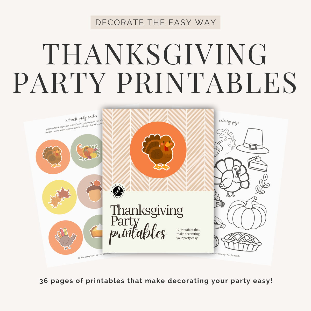 Thanksgiving Party Printables INSTANT DOWNLOAD