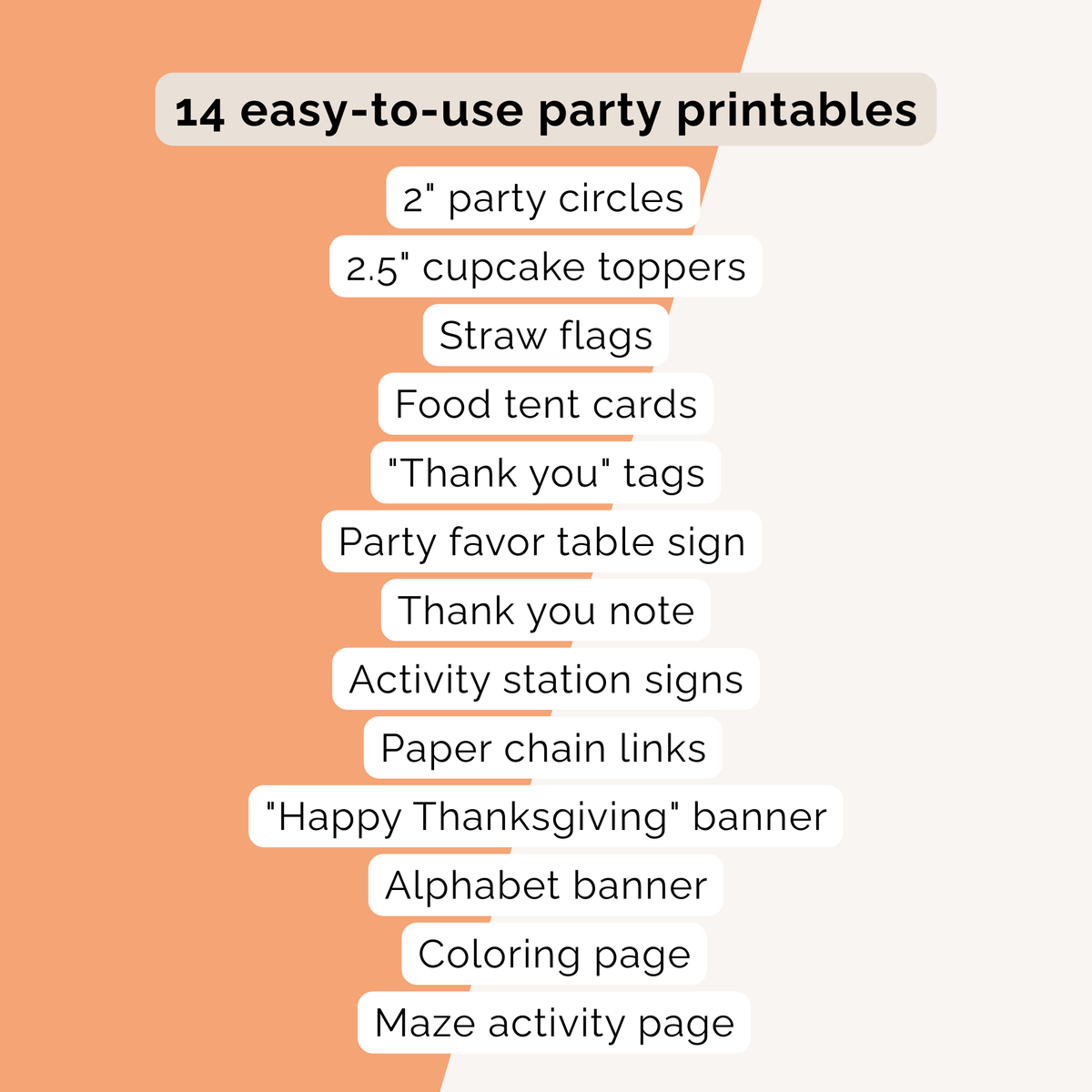 Thanksgiving Party Printables INSTANT DOWNLOAD