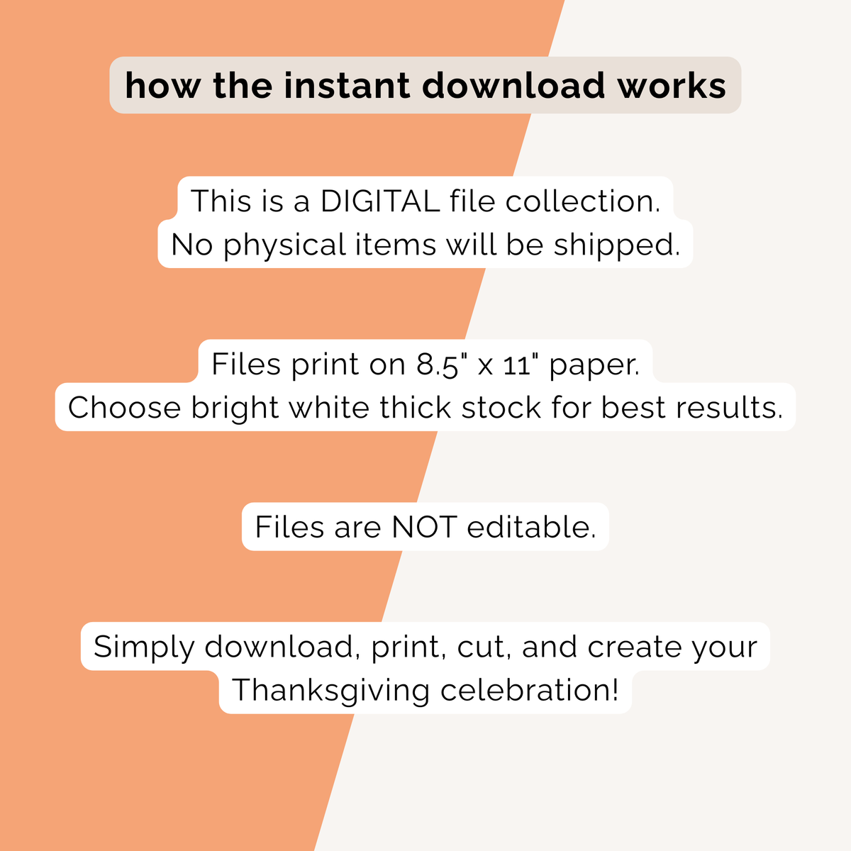 Thanksgiving Party Printables INSTANT DOWNLOAD