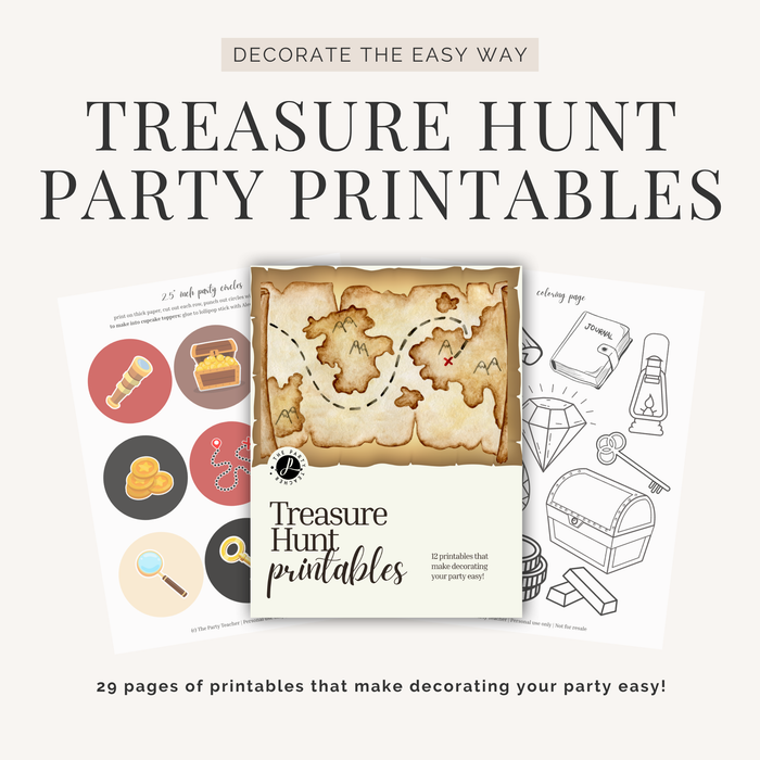 Treasure Hunt Birthday Party Printables INSTANT DOWNLOAD