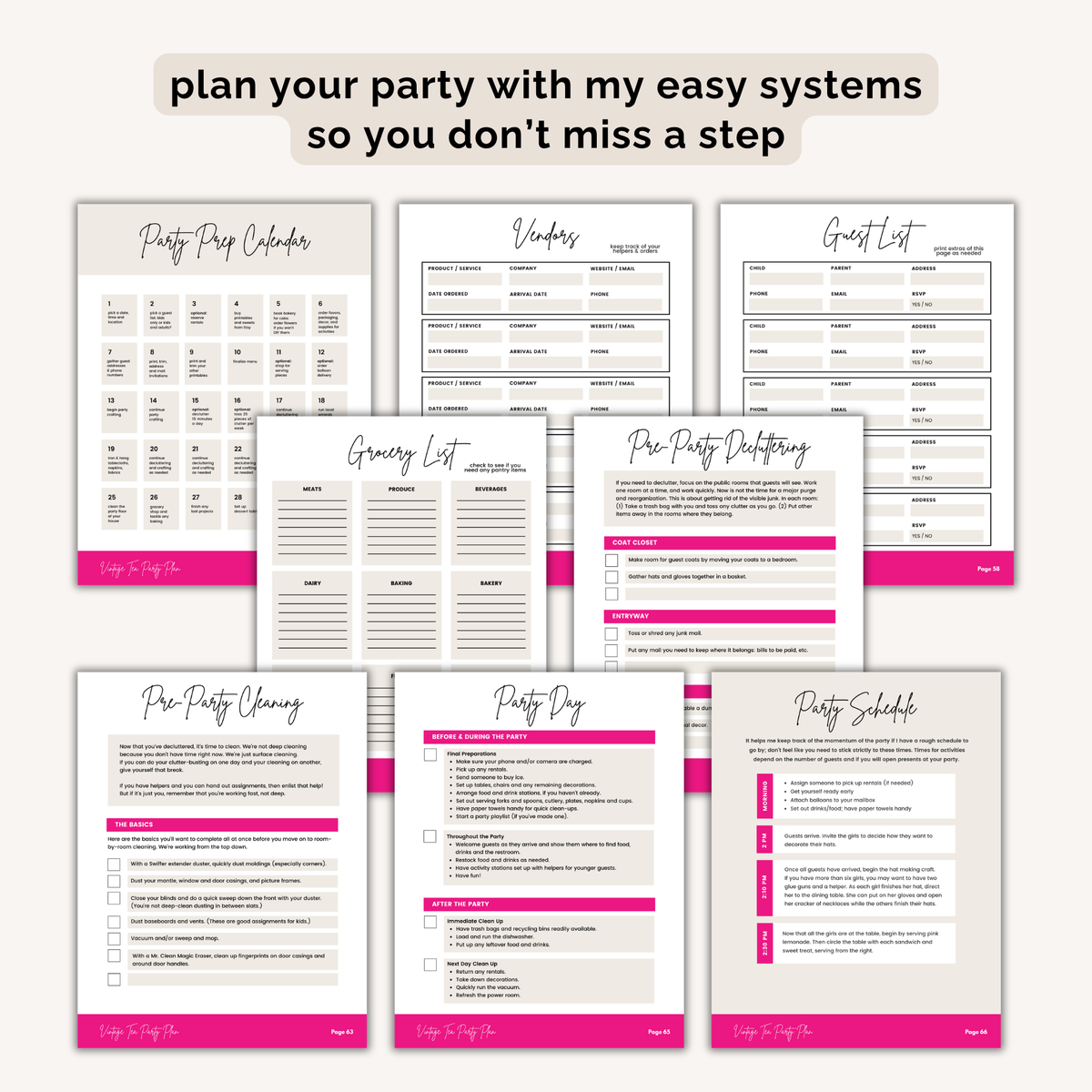 Vintage Tea Party Birthday Plan INSTANT DOWNLOAD