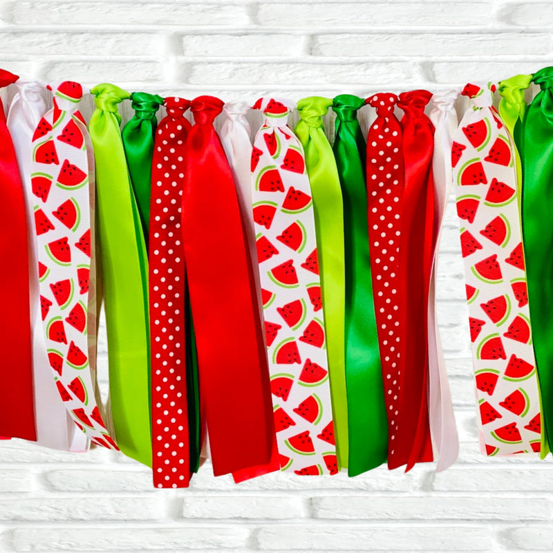 Watermelon Patterned Ribbon Bunting - The Party Teacher - close up