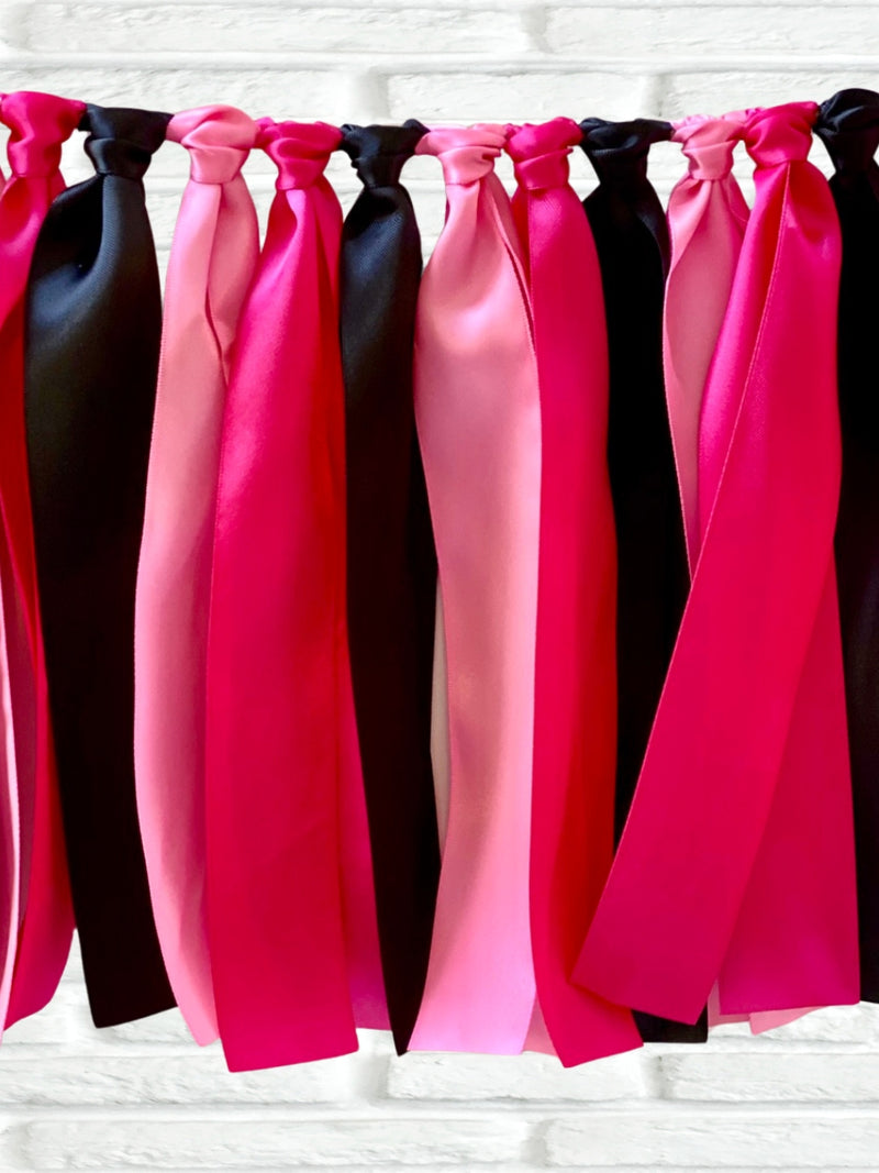Pink Black Ribbon Bunting - FREE Shipping