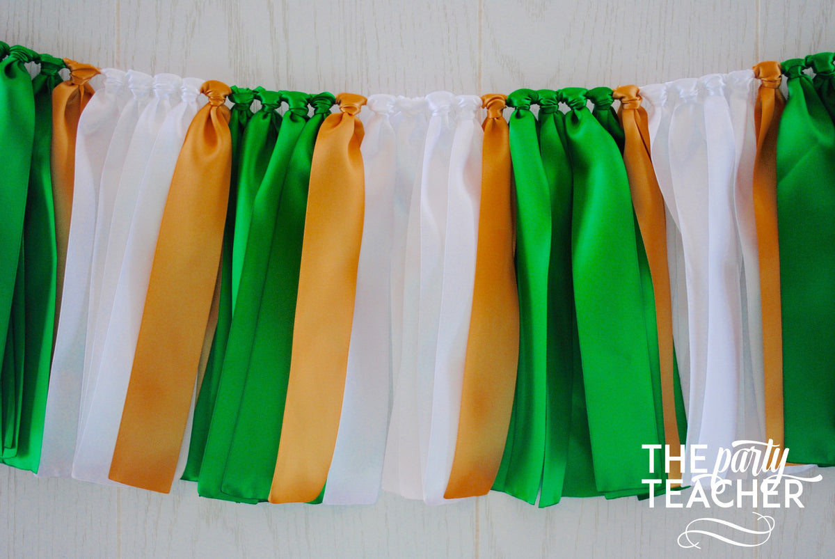 Green White Gold Ribbon Bunting - FREE Shipping - The Party Teacher