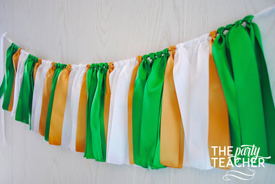 Green White Gold Ribbon Bunting - FREE Shipping - The Party Teacher