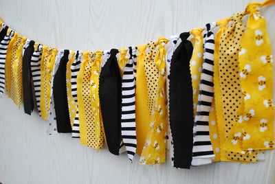 Bumble Bee Fabric Bunting - FREE Shipping - The Party Teacher