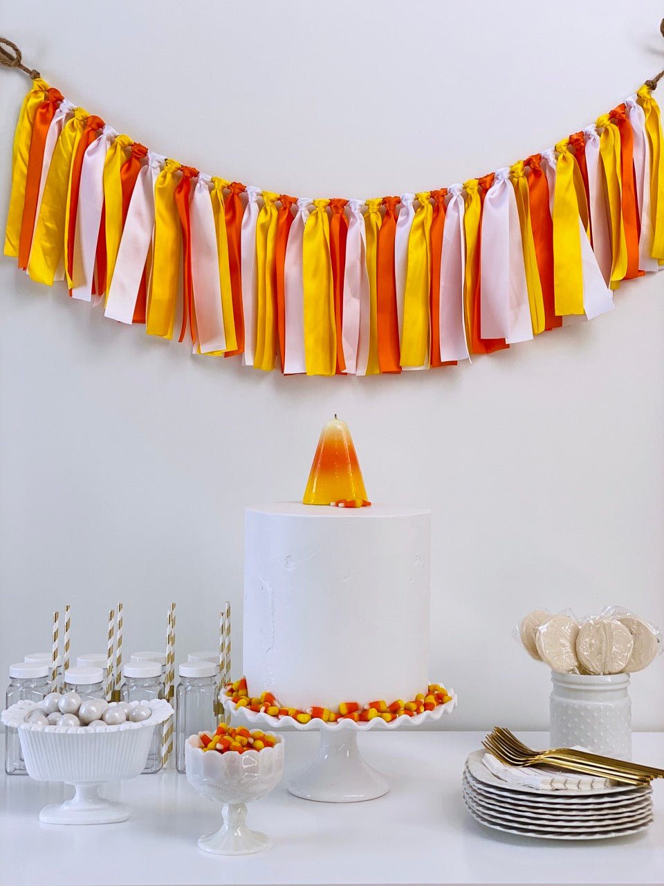 Candy Corn Ribbon Bunting - FREE Shipping - The Party Teacher