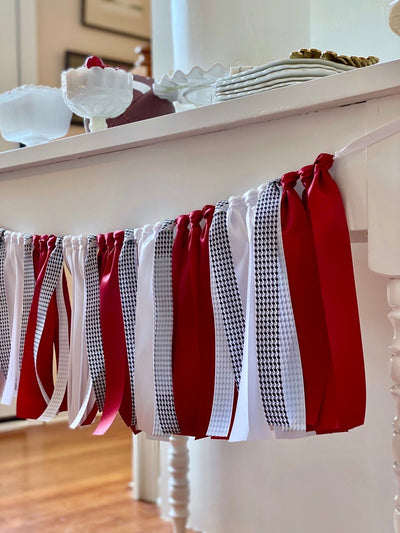 Crimson Houndstooth Ribbon Bunting - FREE Shipping - The Party Teacher