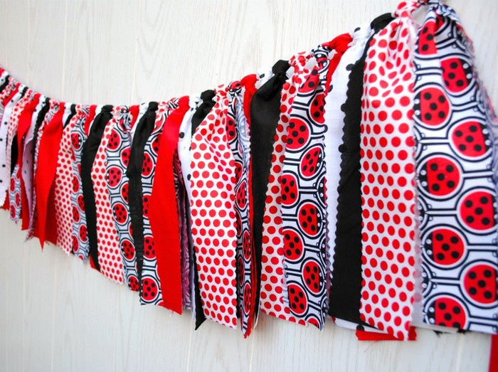 Ladybug Party Fabric Bunting - FREE Shipping - The Party Teacher
