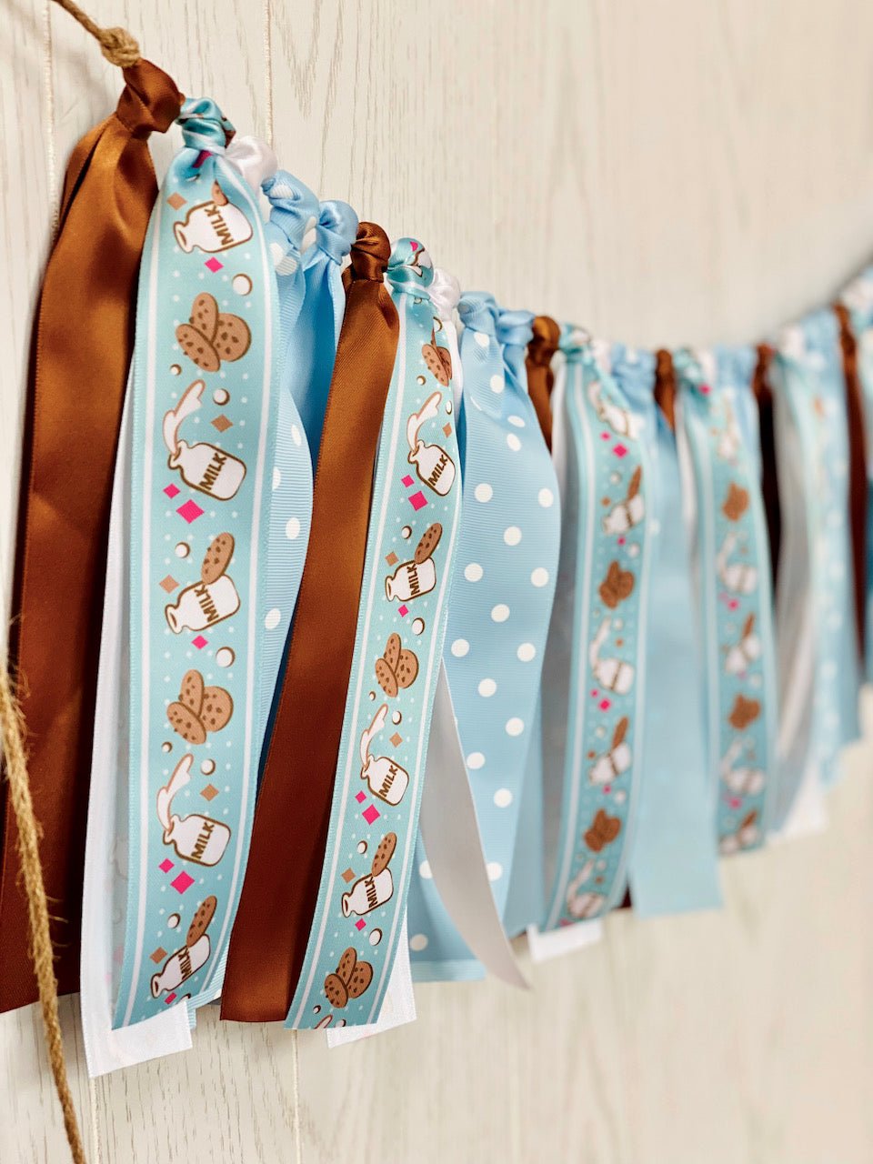 Milk & Cookies (Blue) Ribbon Bunting - FREE Shipping - The Party Teacher