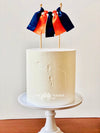 Navy Orange Ribbon Cake Topper - The Party Teacher