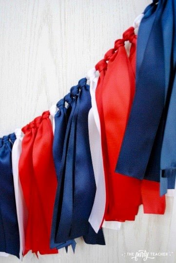 Navy Red Ribbon Bunting - FREE Shipping - The Party Teacher