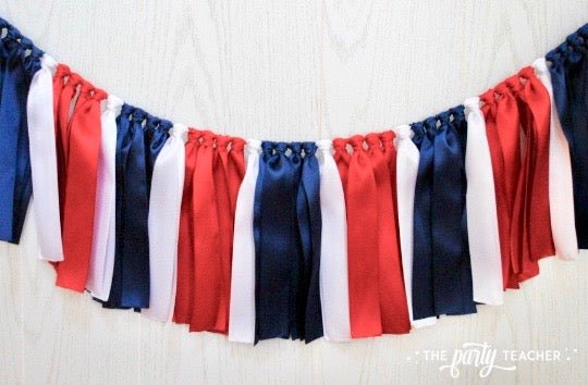 Navy Red Ribbon Bunting - FREE Shipping - The Party Teacher