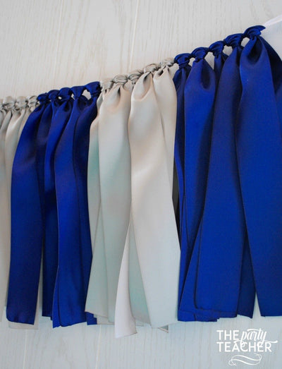 Navy Silver Ribbon Bunting - FREE Shipping - The Party Teacher