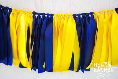 Navy Yellow Ribbon Bunting - FREE Shipping - The Party Teacher
