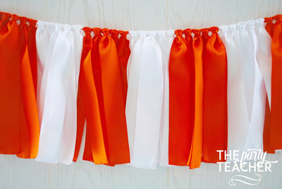Orange White Ribbon Bunting - FREE Shipping - The Party Teacher