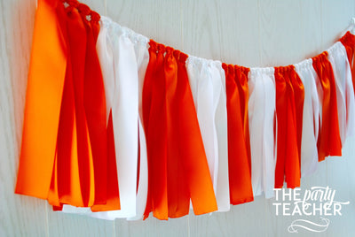 Orange White Ribbon Bunting - FREE Shipping - The Party Teacher