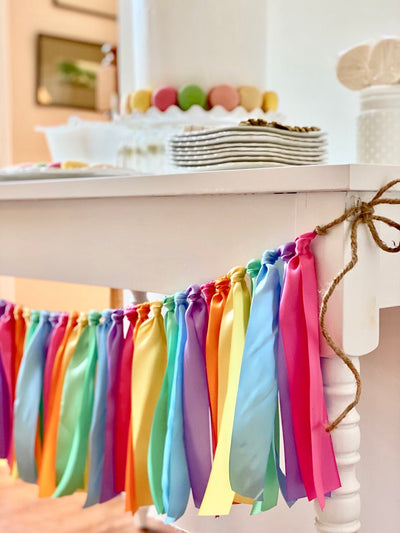 Pastel Rainbow Ribbon Bunting - FREE Shipping - The Party Teacher