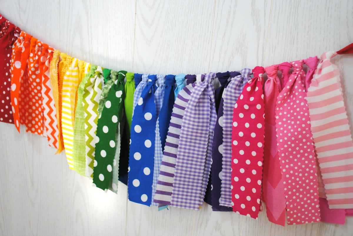 Patterned Rainbow Fabric Bunting - FREE Shipping - The Party Teacher