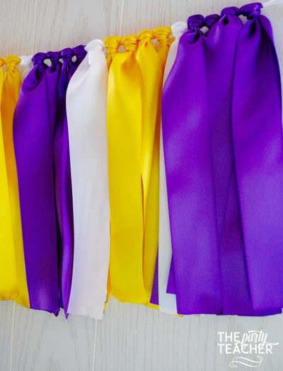 Purple Yellow White Ribbon Bunting - FREE Shipping - The Party Teacher