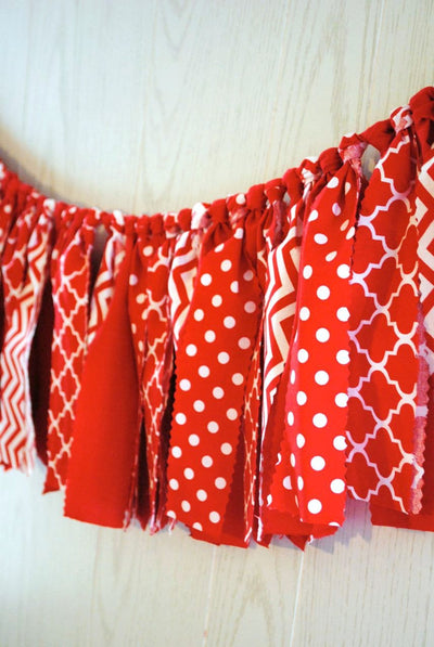 Red Fabric Bunting - FREE Shipping - The Party Teacher