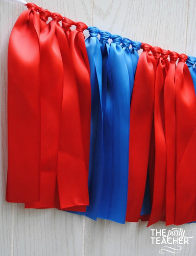 Red Royal Blue Ribbon Bunting - FREE Shipping - The Party Teacher