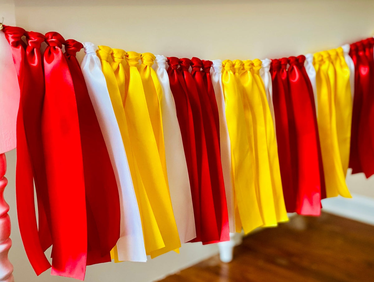 Red Yellow Ribbon Bunting - FREE Shipping - The Party Teacher - full view