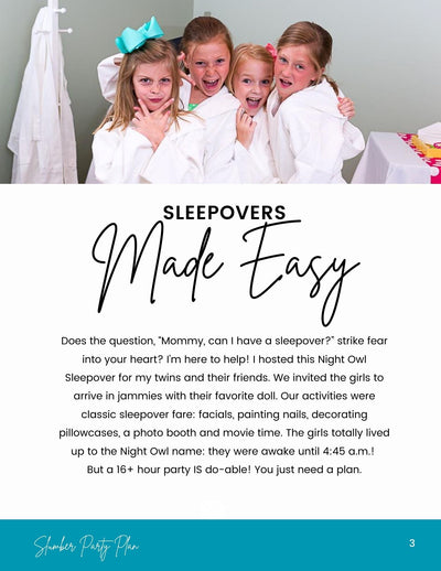 Slumber Birthday Party Plan INSTANT DOWNLOAD - The Party Teacher