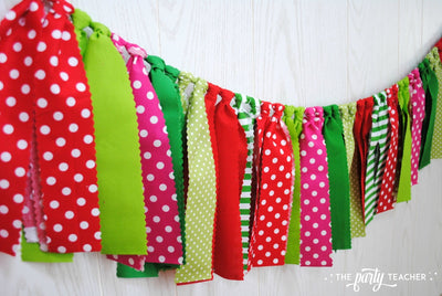 Strawberry Fabric Bunting - FREE Shipping - The Party Teacher
