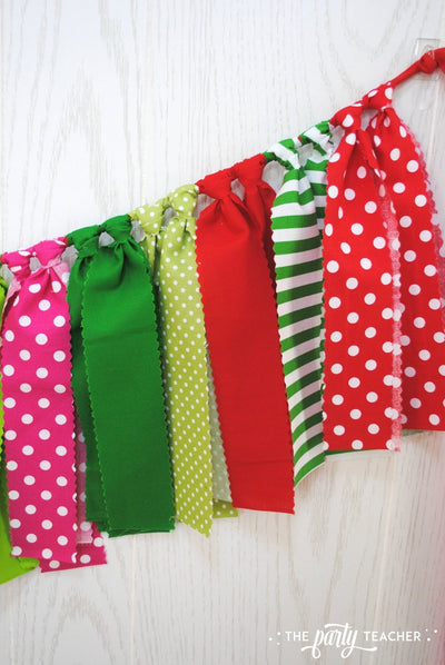 Strawberry Fabric Bunting - FREE Shipping - The Party Teacher