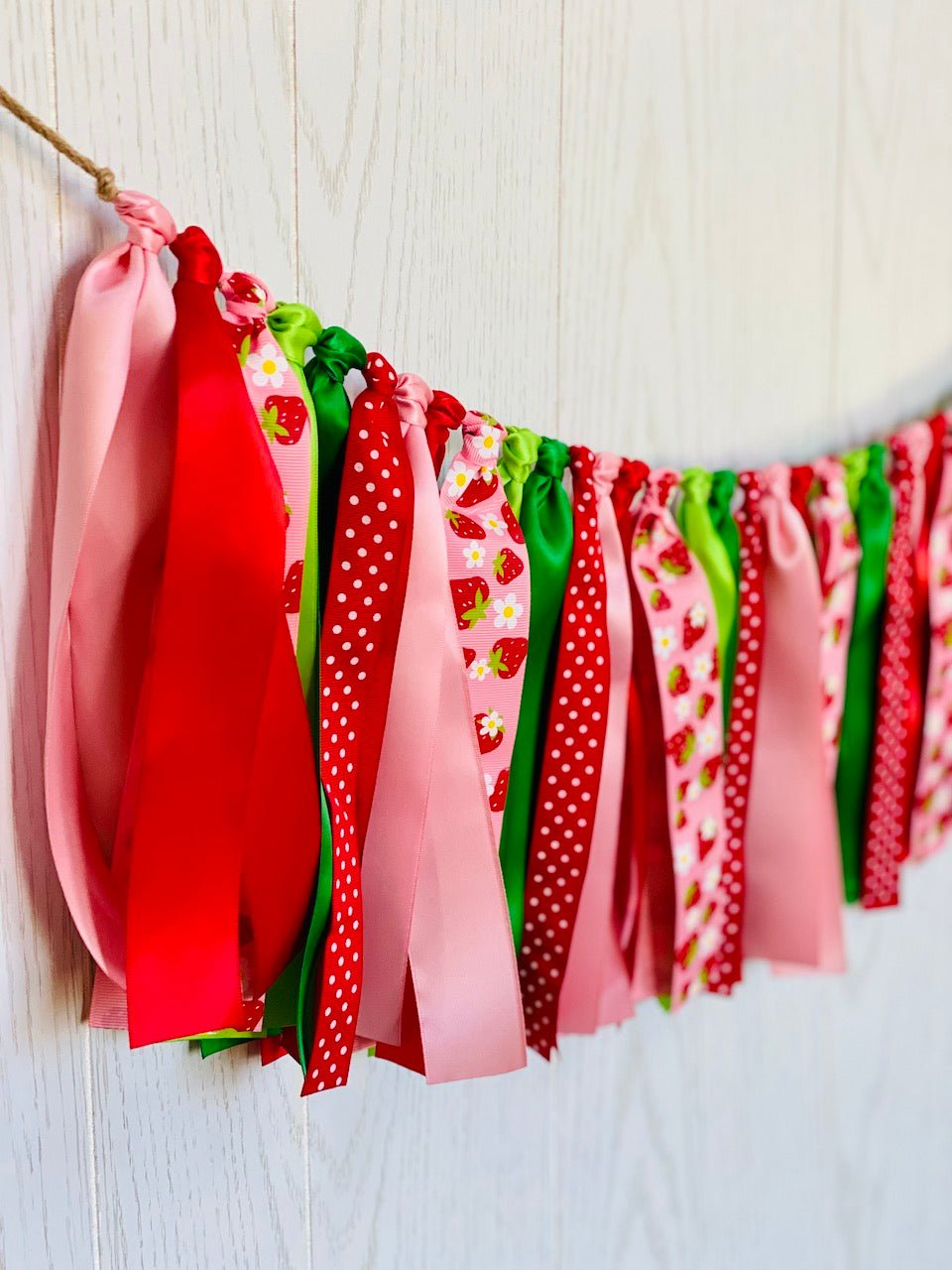 Strawberry Ribbon Bunting - FREE Shipping - The Party Teacher