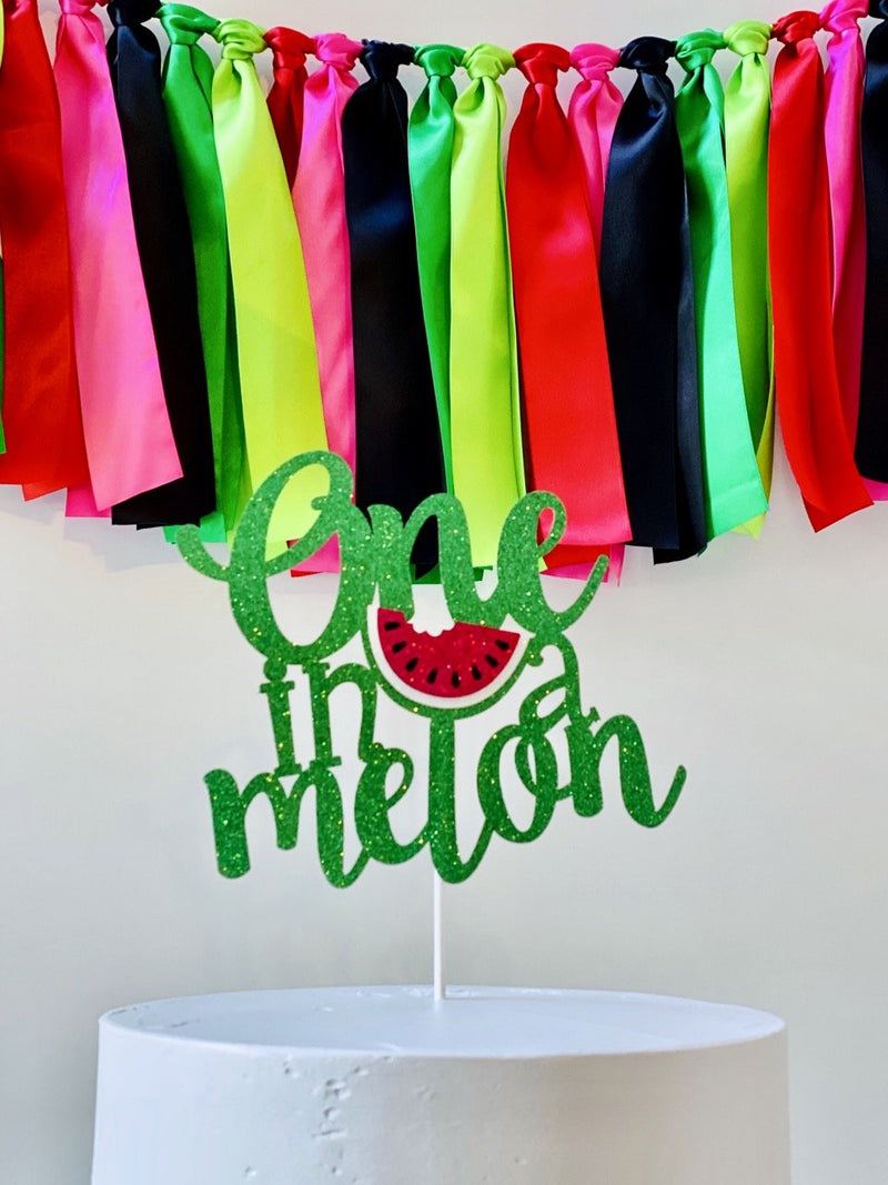 Watermelon Ribbon Bunting - FREE Shipping - The Party Teacher - hung behind cake